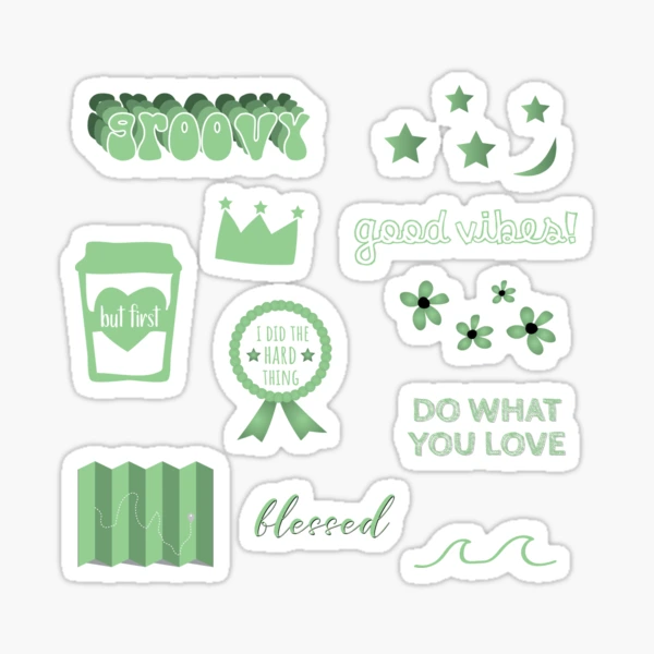 Light Green Be Kind Aesthetic Sticker Pack | Greeting Card