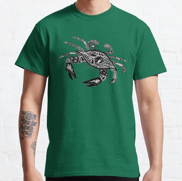 Blue Crab on Green Classic T-Shirt