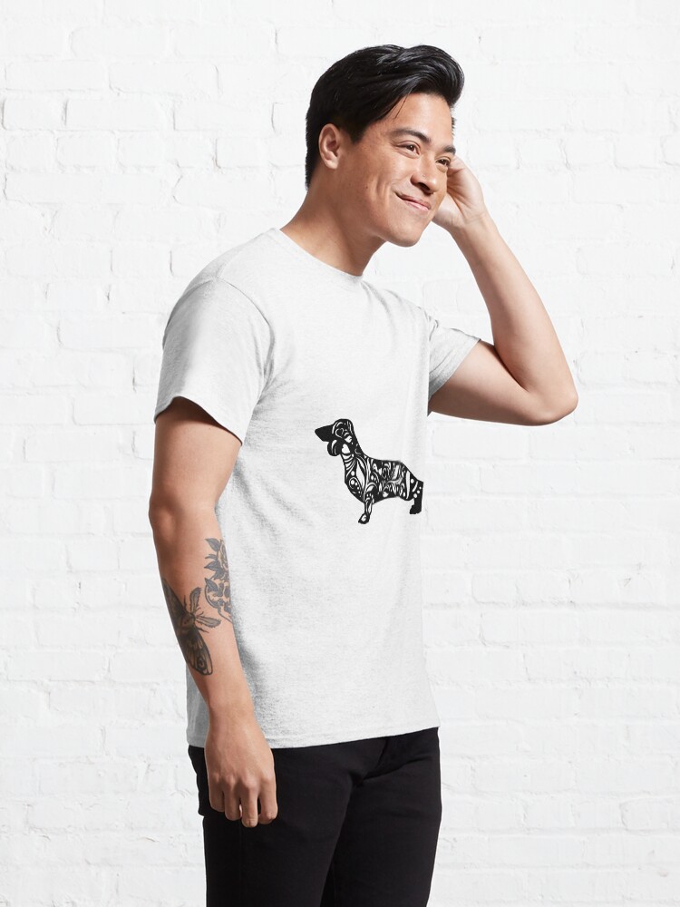 Alternate view of Dachshund Floral Mandala Classic T-Shirt