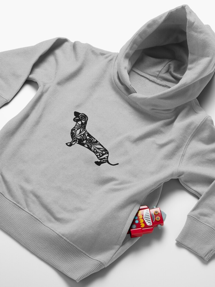 Alternate view of Dachshund Floral Mandala Toddler Pullover Hoodie