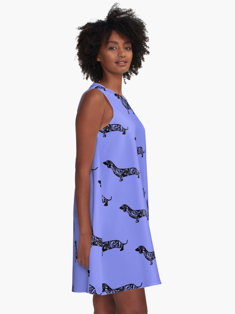 Alternate view of Dachshund Floral Mandala A-Line Dress