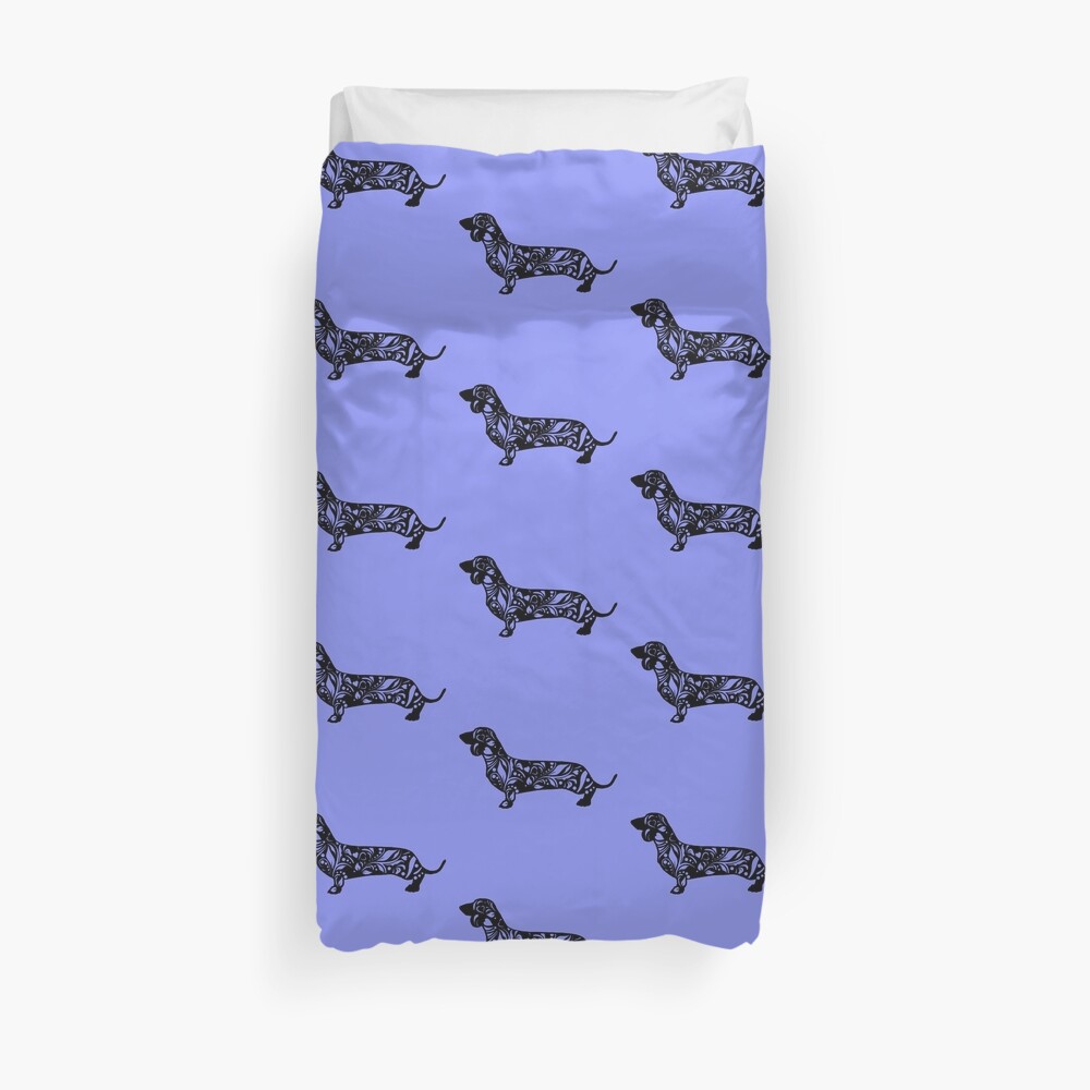 Dachshund Floral Mandala Duvet Cover