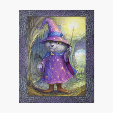 Purlin the Grey - wizard cat Art Board Print