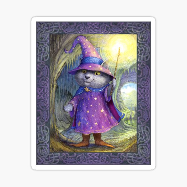 Purlin the Grey - wizard cat Sticker