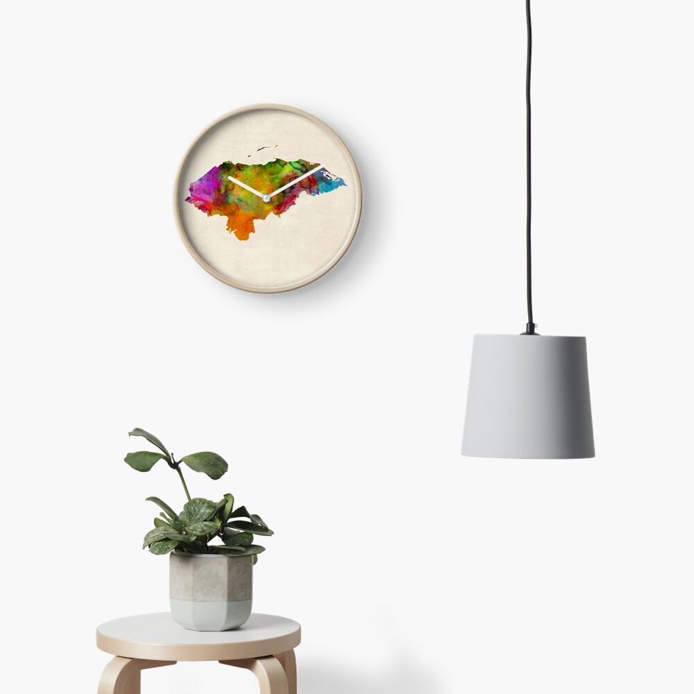 Honduras Watercolor Map Clock
