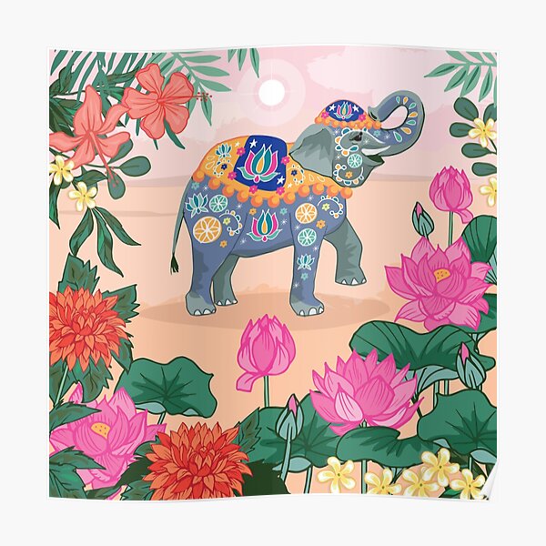 Trunk Up For Luck Indian Elephant Poster
