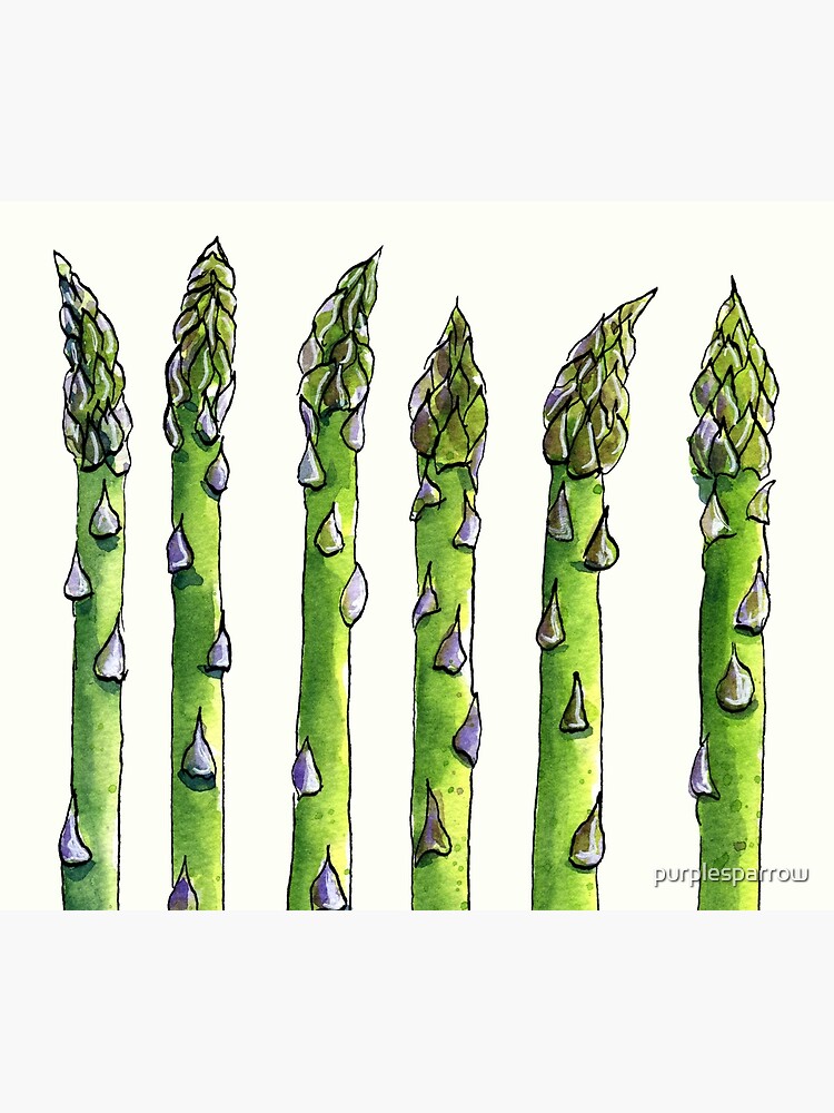 Thumbnail 3 of 3, Tapestry, Ink and watercolor asparagus designed and sold by purplesparrow.