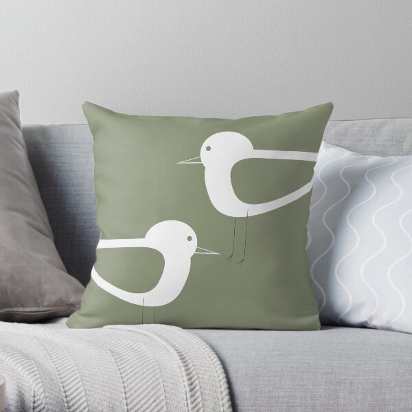 Shorebird-Paar in Salbeigrün und Weiß. Sauber. Süß. Küsten. Dekokissen