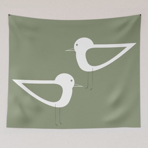Item preview, Shorebird Pair in Sage Green and White. Clean. Cute. Coastal.  designed and sold by kierkegaard.