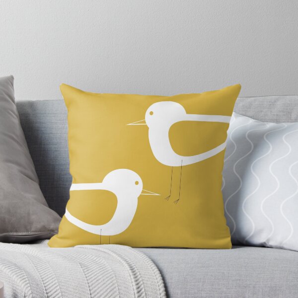 Item preview, Shorebird Pair in Light Mustard Yellow and White. Minimalist. Clean. Cute. Coastal designed and sold by kierkegaard.