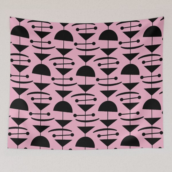 Item preview, Retro Mid Century Modern Abstract Mobile Pattern 865 Pink and Black designed and sold by tonymagnerart.