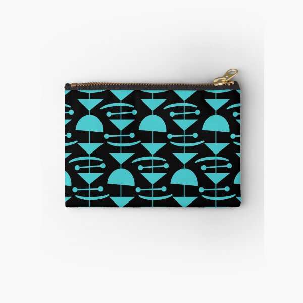 Item preview, Retro Mid Century Modern Abstract Mobile Pattern 870 Turquoise and Black designed and sold by tonymagnerart.