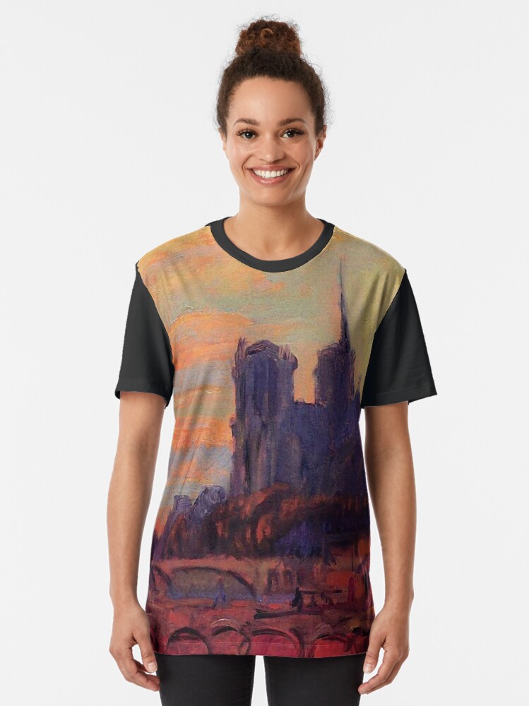 Alternate view of Albert Lebourg (1895) "Notre Dame de Paris" Graphic T-Shirt