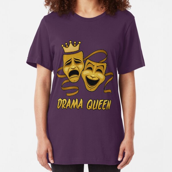 Drama Queen Comedy And Tragedy Gold Theater Masks Slim Fit T-Shirt