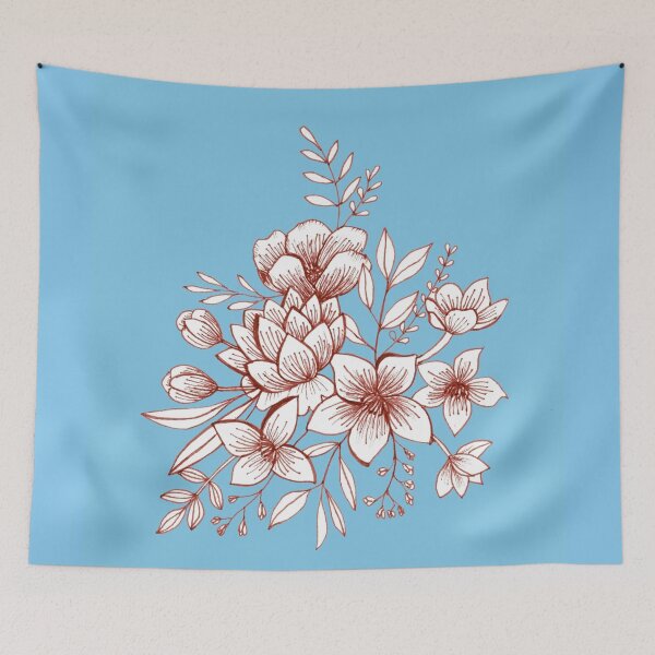 Item preview, Line Botanicals on Blue designed and sold by zibziby.