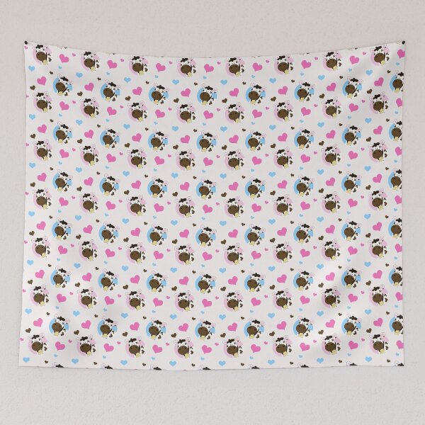 Item preview, Cute Cow Pattern Pink and Blue Hearts / I love Cows designed and sold by Art by Jess.
