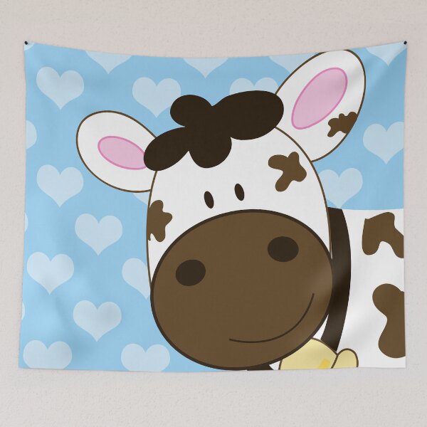 Item preview, Cute Happy Cow -  Blue Dot and Heart designed and sold by Art by Jess.