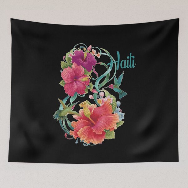 Item preview, Haiti National Flower Hibiscus Birds Lakay designed and sold by makeitadmirable.