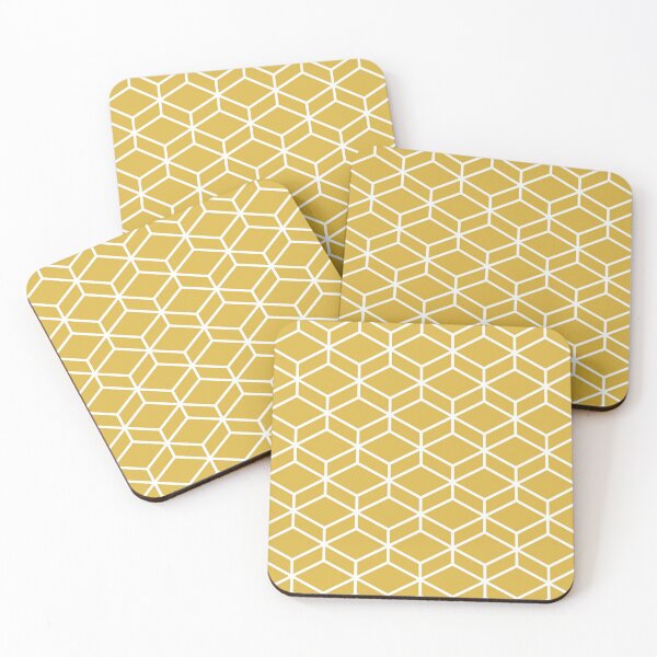 Item preview, Honeycomb Geometric Lattice in White and Light Mustard Yellow designed and sold by kierkegaard.