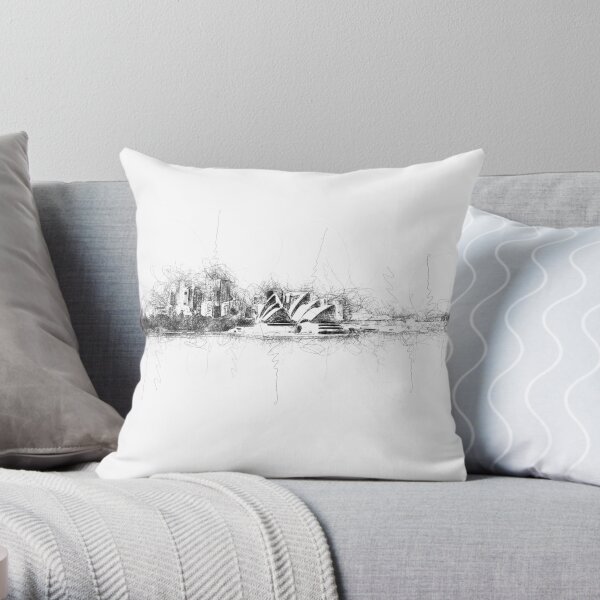 Sydney Opera House black ink Throw Pillow