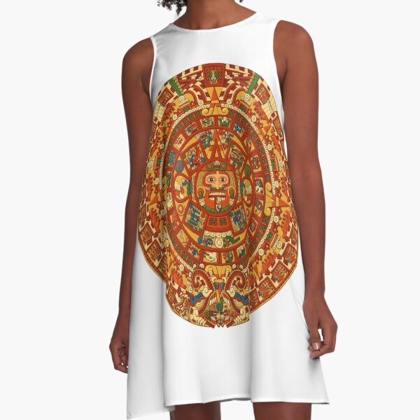 #Aztec, #decoration, #pattern, #art, ornate, abstract, design, flower, proportion, craft A-Line Dress