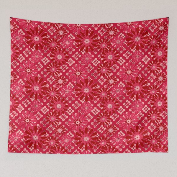 Item preview, red floral pattern  designed and sold by fuzzyfox.
