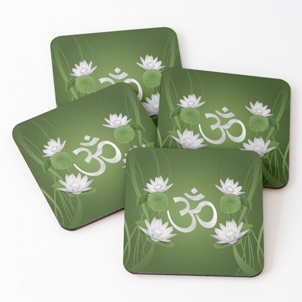 Item preview, Om Symbol with Lotus flowers on green designed and sold by Nartissima.