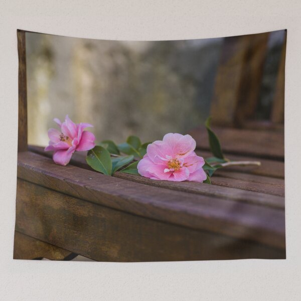 Item preview, Camelias on a bench designed and sold by LilLizphoto.