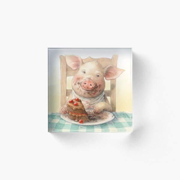 Piggy Loves Choco Cake Acrylic Block