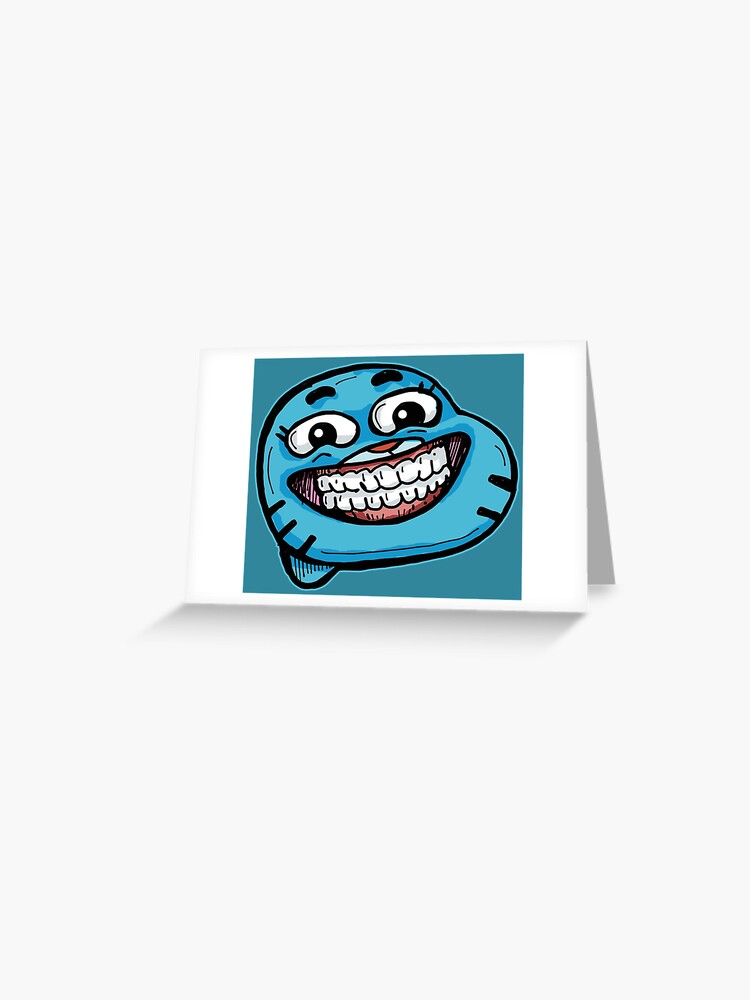 Carte De Vœux Gumball Watterson De The Amazing World Of Gumball Avec Un Sourire Drole Au Fromage Par Sketchnkustom Redbubble