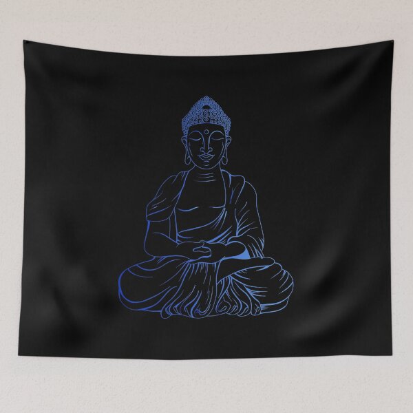 Item preview, blue Buddha cross-legged design designed and sold by KleinJenny.