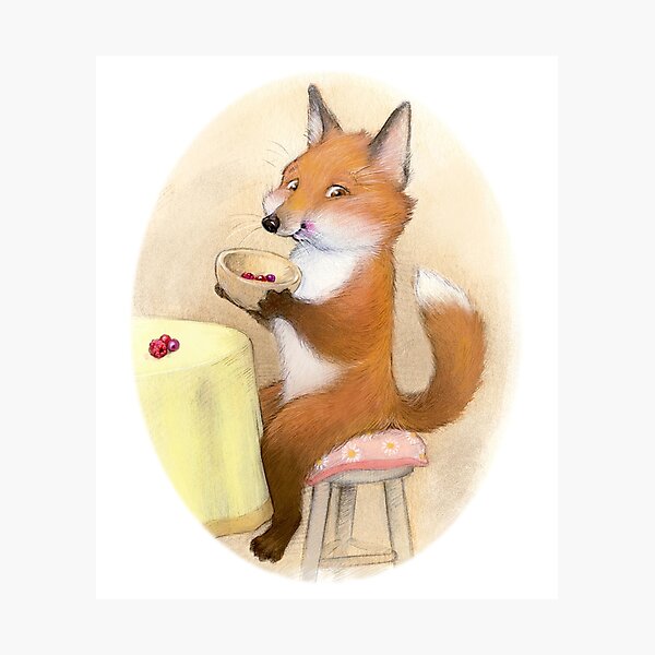 Fox Loves Berries Photographic Print
