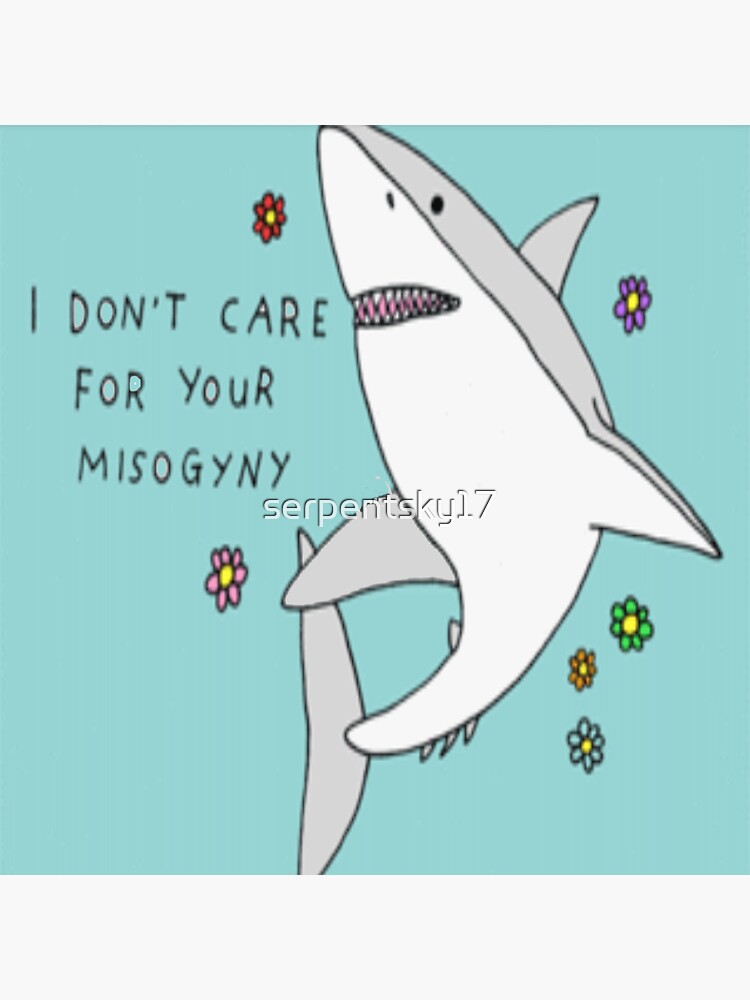 Thumbnail 3 von 3, Sticker, Anti - Frauenfeindlicher Hai designt und verkauft von serpentsky17.
