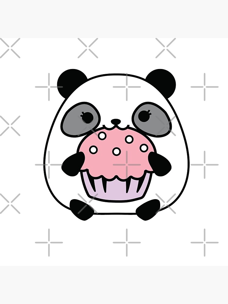 Kawaii Panda Is Eating A Cupcake Art Board Print By Simplycutepaper Redbubble