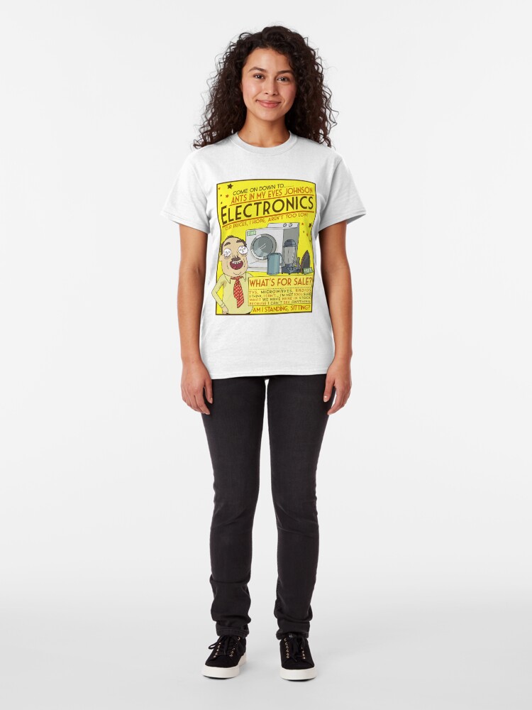 Alternate view of Funny Rick and Morty Ants In My Eyes Johnson Electronics Advertisement Classic T-Shirt