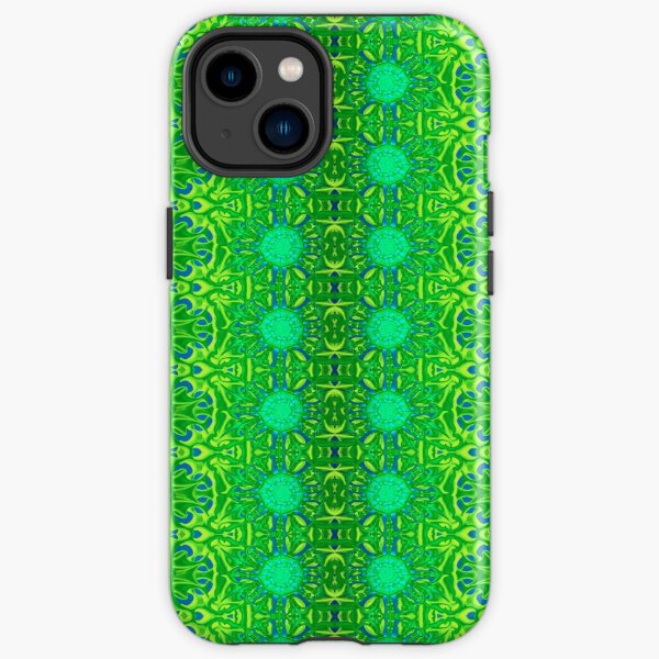 Snowflake Green and Blue Sunrise Flower Pattern "B-Bloom Lime" iPhone Tough Case