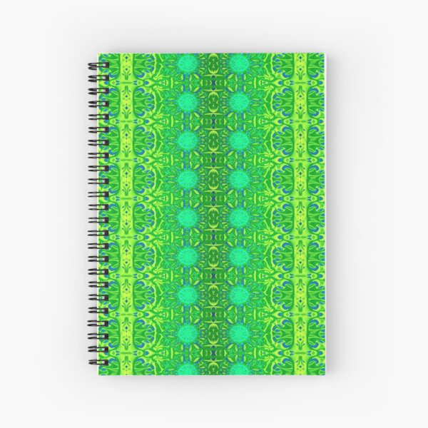 Snowflake Green and Blue Sunrise Flower Pattern "B-Bloom Lime" Spiral Notebook