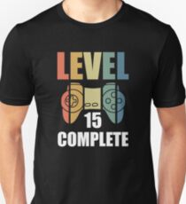 Camiseta ajustada Level 15 Completed Gamer Happy Birthday