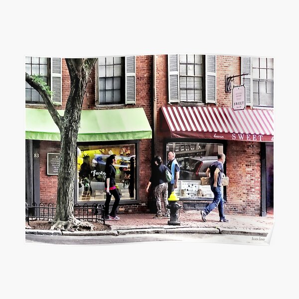 Boston MA - Street With Candy Store and Bakery Poster