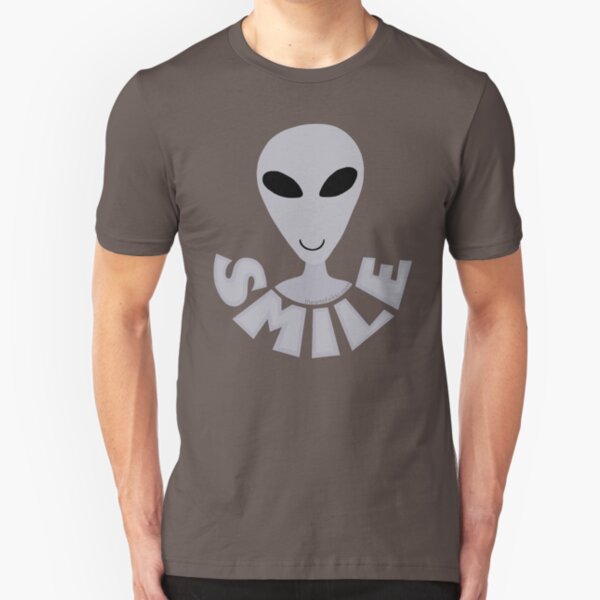 SMILE! Happy Alien LGM In Gray Slim Fit T-Shirt
