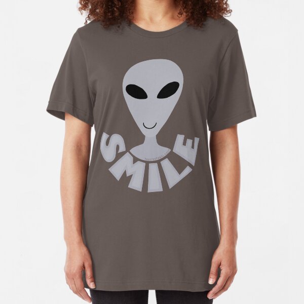 SMILE! Happy Alien LGM In Gray Slim Fit T-Shirt