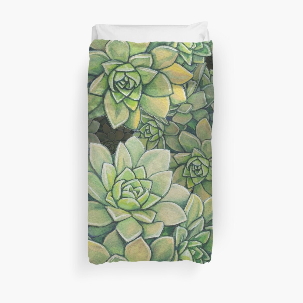 Succulent Pattern - Tree houseleek Duvet Cover