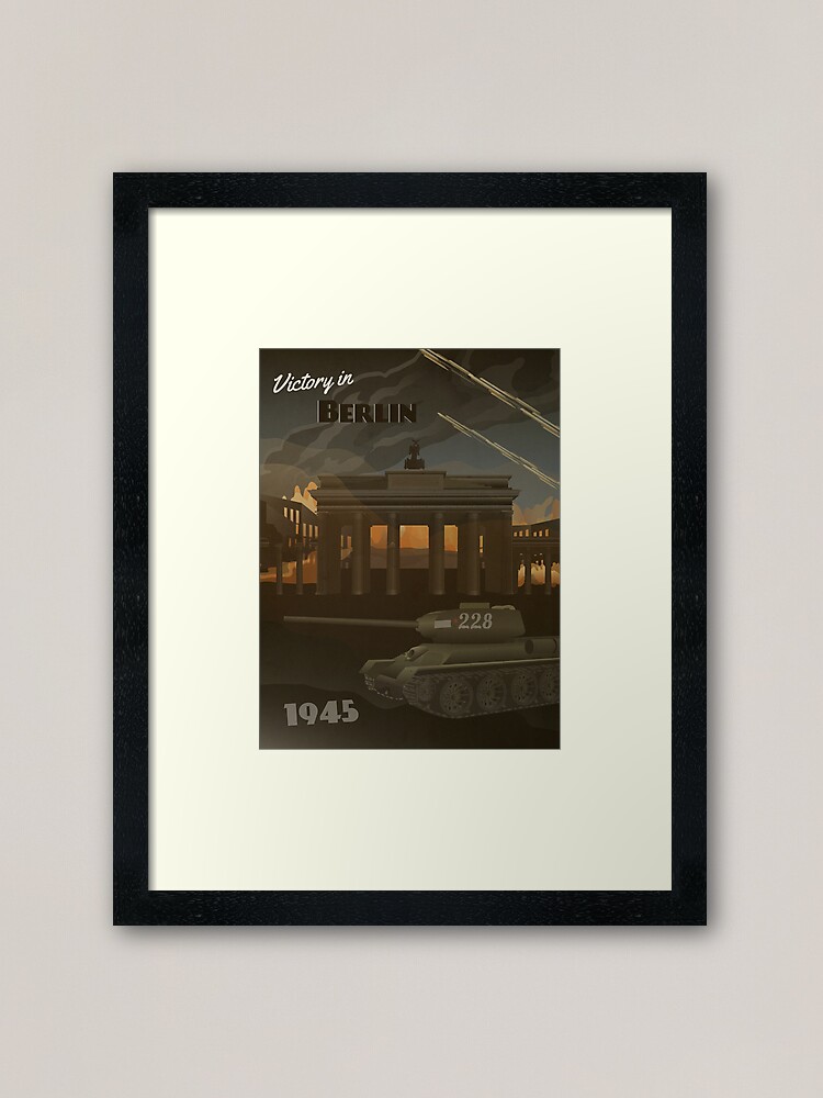 Berlin 1945 Brandenburg Gate Travel Poster Framed Art Print By Grayhanch Redbubble