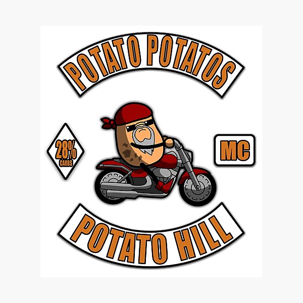 Potato Potatos MC - 3 Piece Motorcycle Club Patch Photographic Print