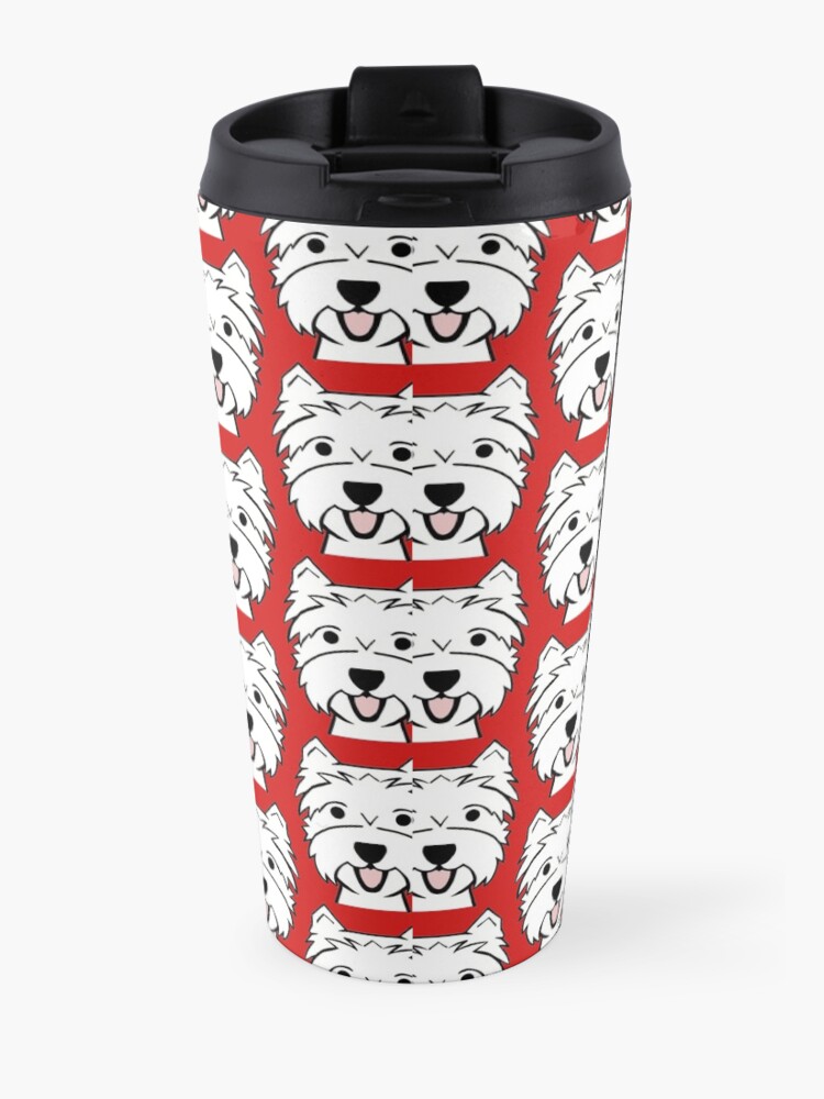 Alternate view of West Highland Terrier - Westies - Westie dogs - red background Westie dog breed Travel Mug