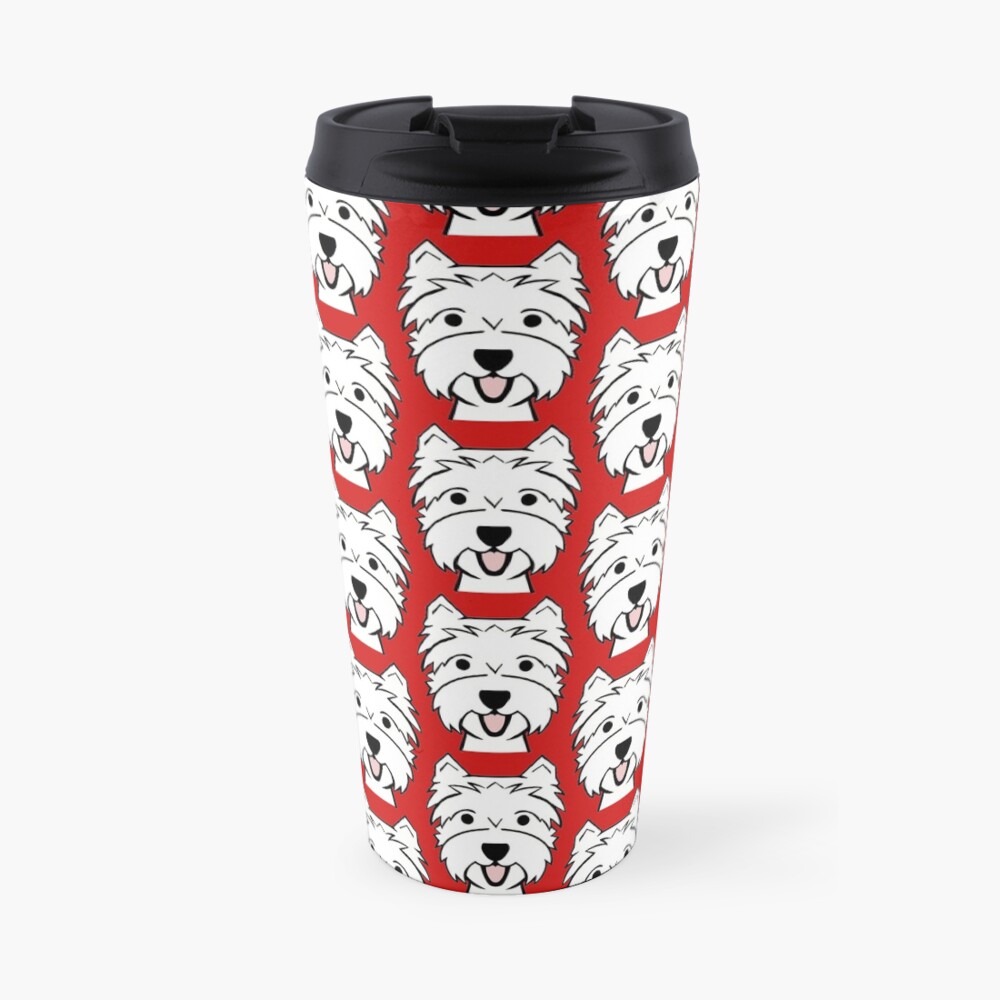 West Highland Terrier - Westies - Westie dogs - red background Westie dog breed Travel Mug