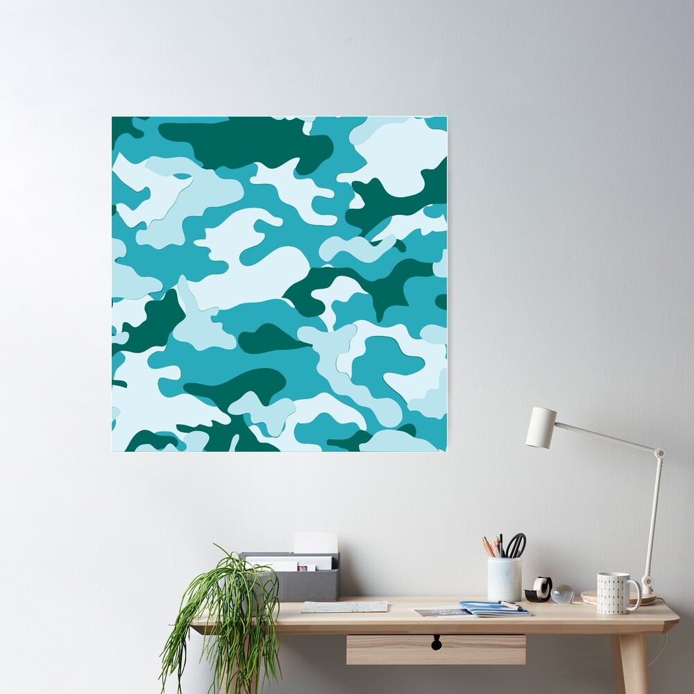 Papier peint camouflage Motif camouflage turquoise par Artpics