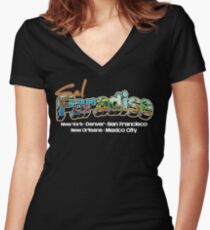 Postcard from On The Road! Women's Fitted V-Neck T-Shirt
