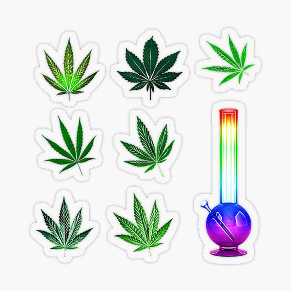 Glitchy Weed Leaf Sticker