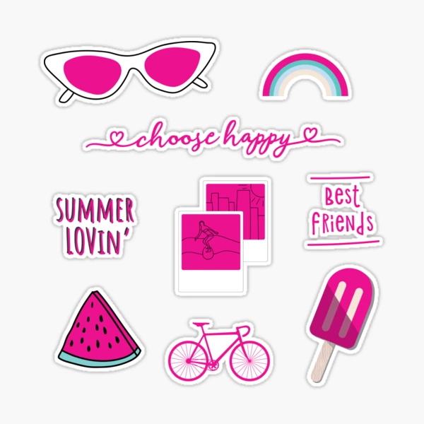 200 PCS Hot Pink Stickers - Bright Pink Labels For Crafts & Organization